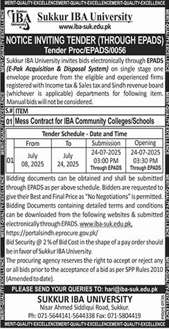 Sukkur IBA University Tender Notice